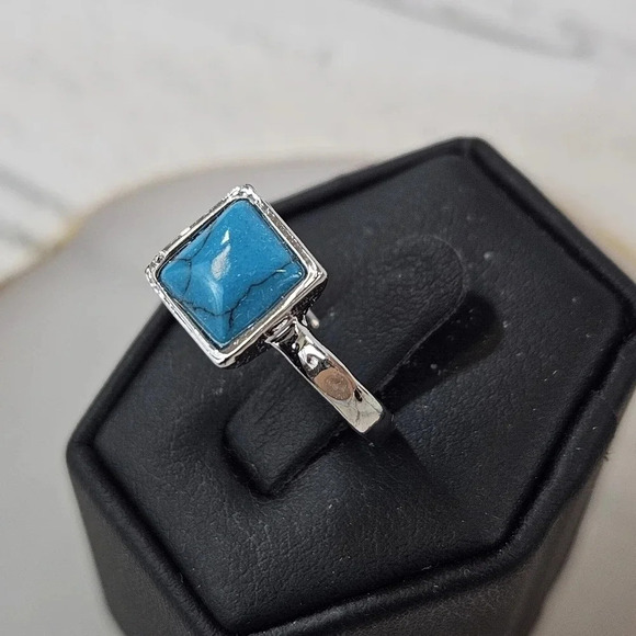 Blue Earth Square Adjustable Fashion Ring A50 - Picture 5 of 6